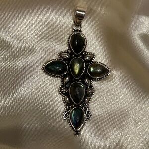 Labradorite Sterling Silver Pendant Cross